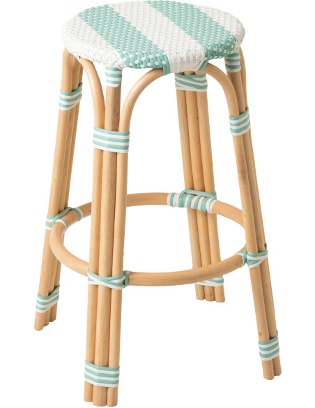 TABOURET LIGNÉ ROTIN BL/BLA (53x53x66cm) 