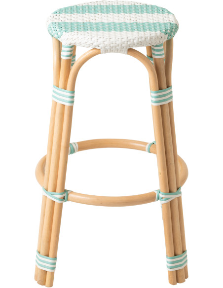 TABOURET LIGNÉ ROTIN BL/BLA (53x53x66cm) 