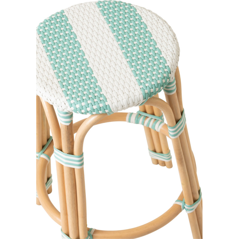 TABOURET LIGNÉ ROTIN BL/BLA (53x53x66cm) 