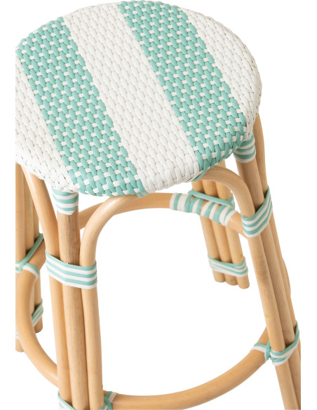 TABOURET LIGNÉ ROTIN BL/BLA (53x53x66cm) 