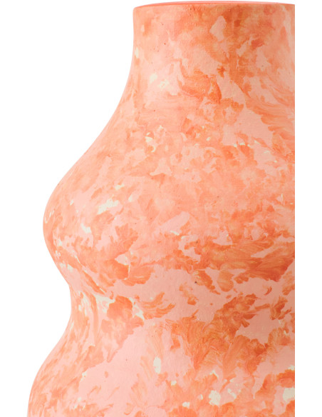 VASE CÉRAMIQUE ORANGE/BLANC L (18x18x40cm) 