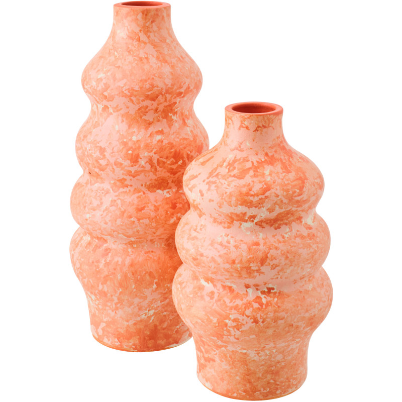 VASE CÉRAMIQUE ORANGE/BLANC L (18x18x40cm) 