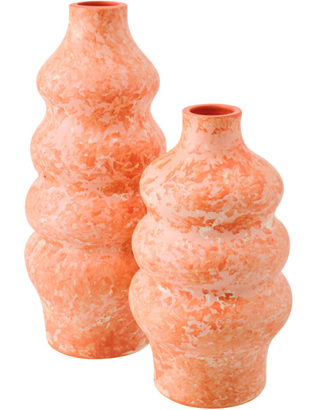 VASE CÉRAMIQUE ORANGE/BLANC L (18x18x40cm) 