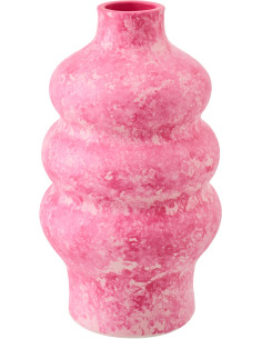 VASE CÉRAMIQUE ROSE/BLANC S (18x18x30cm) 