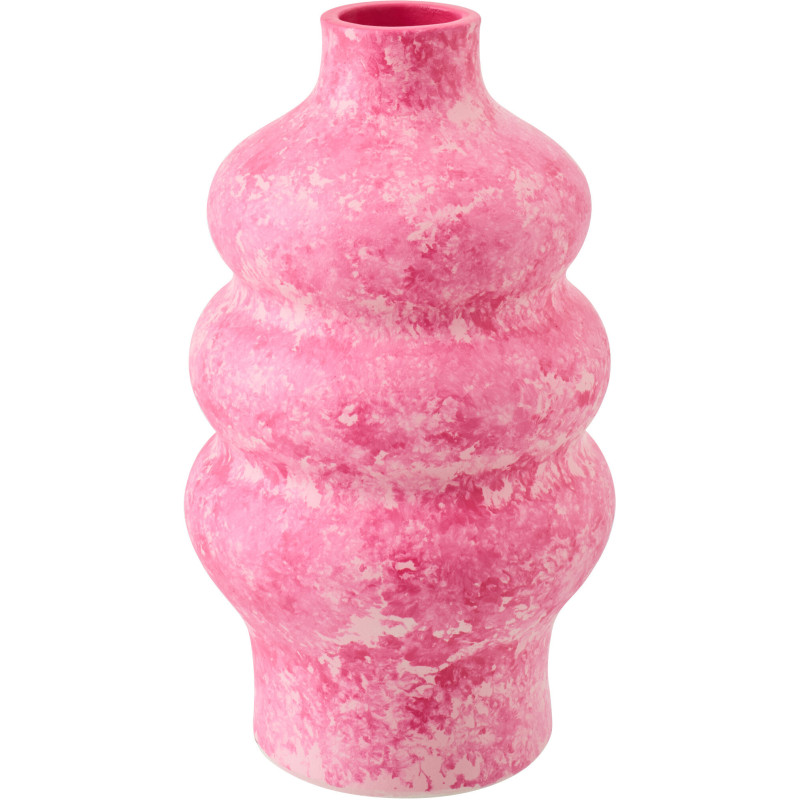 VASE CÉRAMIQUE ROSE/BLANC S (18x18x30cm) 