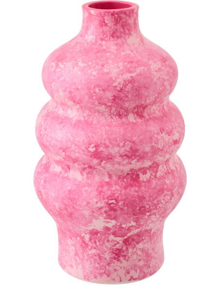 VASE CÉRAMIQUE ROSE/BLANC S (18x18x30cm) 