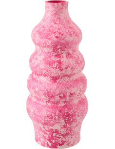 VASE CÉRAMIQUE ROSE/BLANC L (18x18x40cm) 