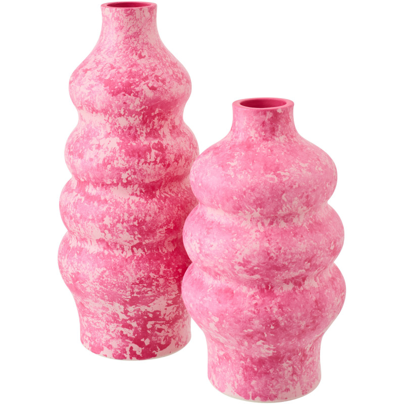 VASE CÉRAMIQUE ROSE/BLANC L (18x18x40cm) 
