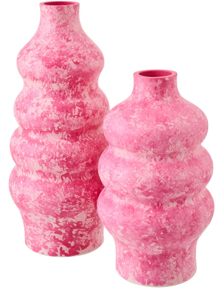 VASE CÉRAMIQUE ROSE/BLANC L (18x18x40cm) 