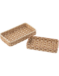 S/2 PLAT DECO RECT PAP NAT/BLA (38,5x21,5x7cm) 