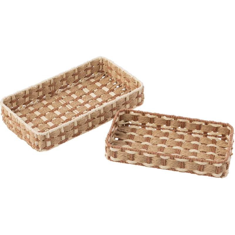 S/2 PLAT DECO RECT PAP NAT/BLA (38,5x21,5x7cm) 