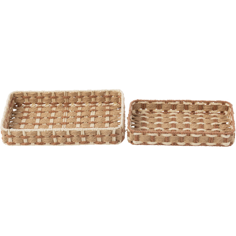 S/2 PLAT DECO RECT PAP NAT/BLA (38,5x21,5x7cm) 