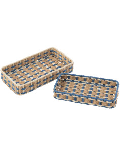 S/2 PLAT DECO RECT PAP NAT/BL (38,5x21,5x7cm) 