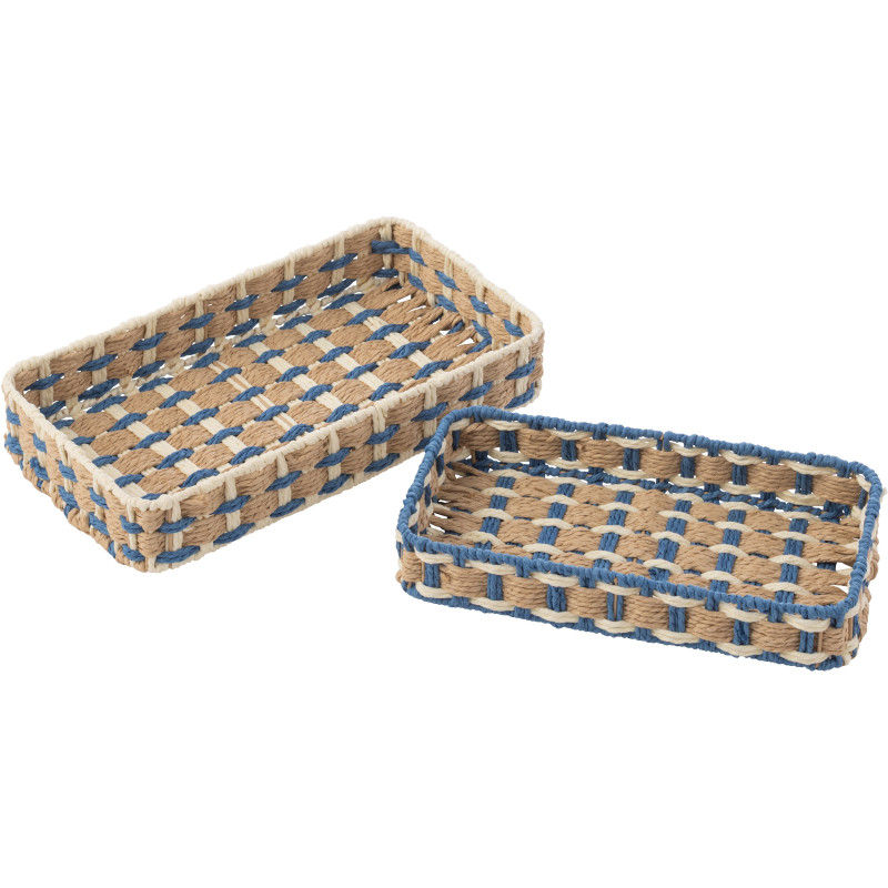 S/2 PLAT DECO RECT PAP NAT/BL (38,5x21,5x7cm) 