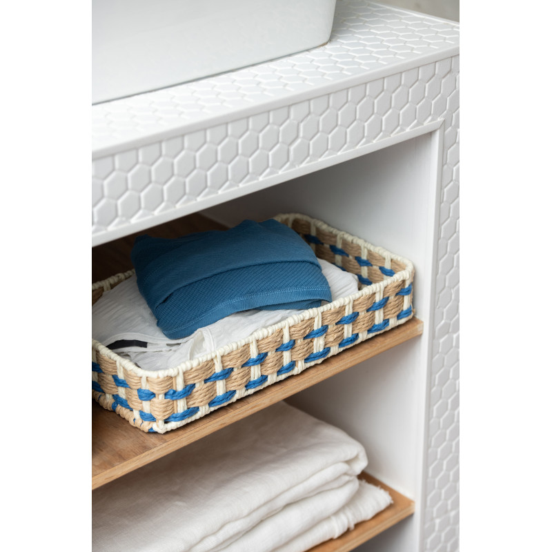 S/2 PLAT DECO RECT PAP NAT/BL (38,5x21,5x7cm) 