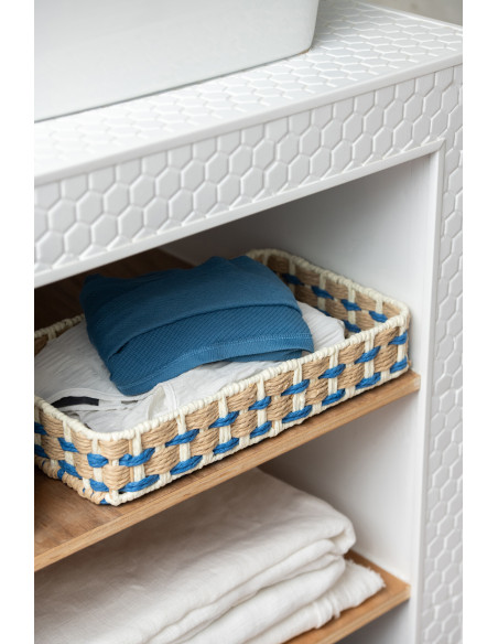 S/2 PLAT DECO RECT PAP NAT/BL (38,5x21,5x7cm) 