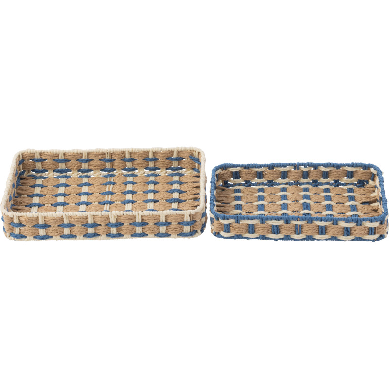 S/2 PLAT DECO RECT PAP NAT/BL (38,5x21,5x7cm) 