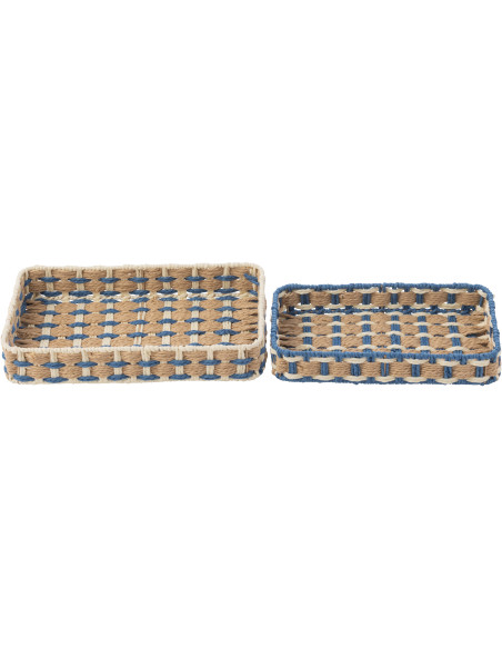 S/2 PLAT DECO RECT PAP NAT/BL (38,5x21,5x7cm) 