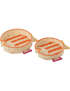 S/2 PLAT DECO POISS PAP MIX (42x43x8cm) 