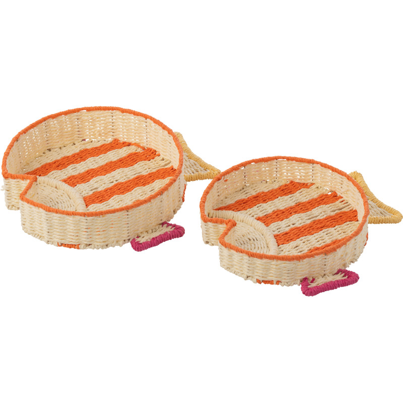 S/2 PLAT DECO POISS PAP MIX (42x43x8cm) 