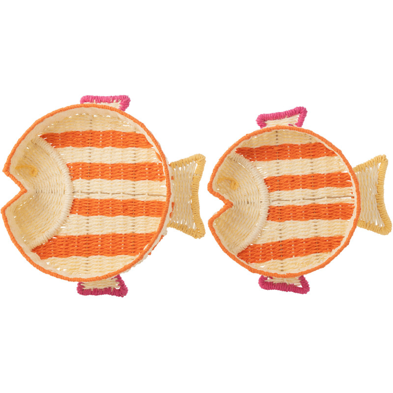 S/2 PLAT DECO POISS PAP MIX (42x43x8cm) 