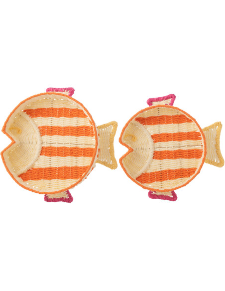 S/2 PLAT DECO POISS PAP MIX (42x43x8cm) 