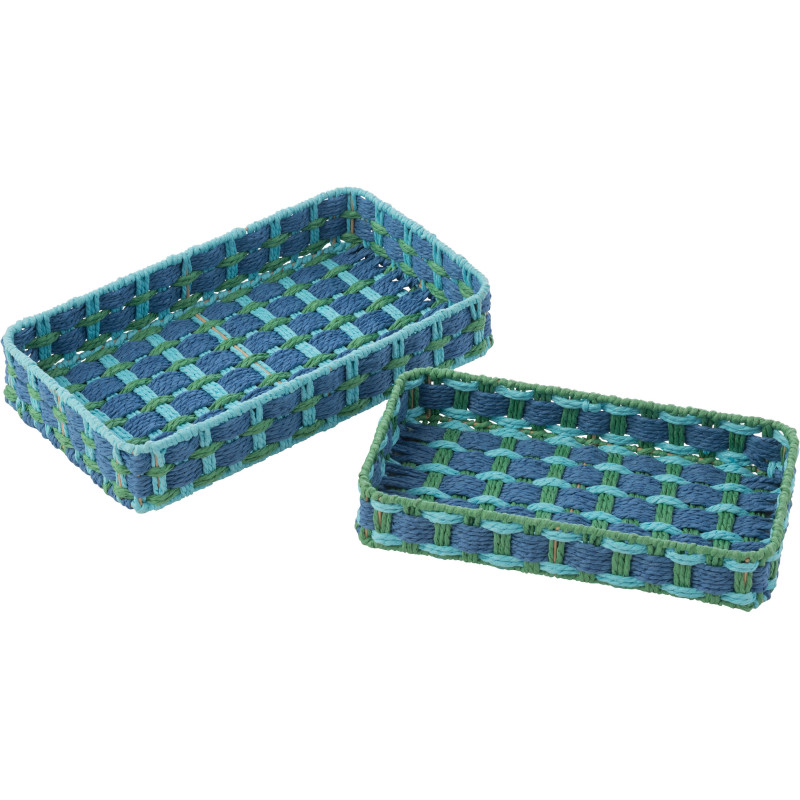 S/2 PLAT DECO RECT PAP BL/VRT (38,5x21,5x7cm) 