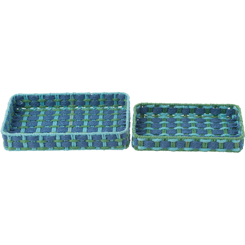 S/2 PLAT DECO RECT PAP BL/VRT (38,5x21,5x7cm) 