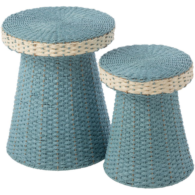 S/2 TABLE D'APPOINT PAP BL/BLA (39x39x46cm) 