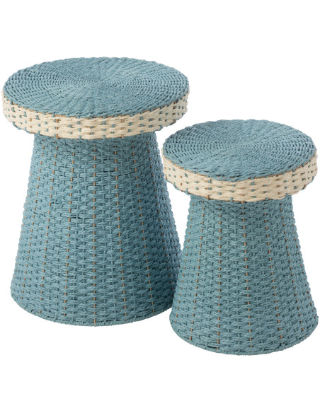 S/2 TABLE D'APPOINT PAP BL/BLA (39x39x46cm) 