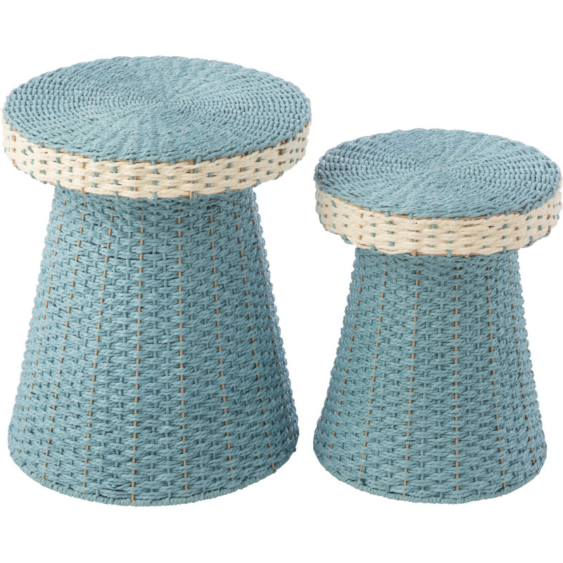 S/2 TABLE D'APPOINT PAP BL/BLA (39x39x46cm) 