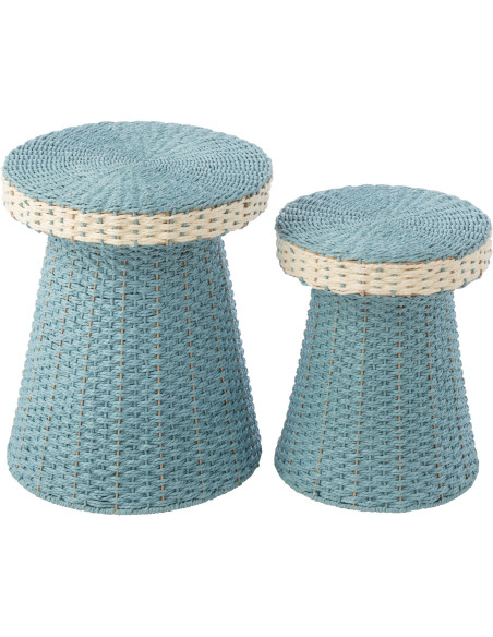 S/2 TABLE D'APPOINT PAP BL/BLA (39x39x46cm) 