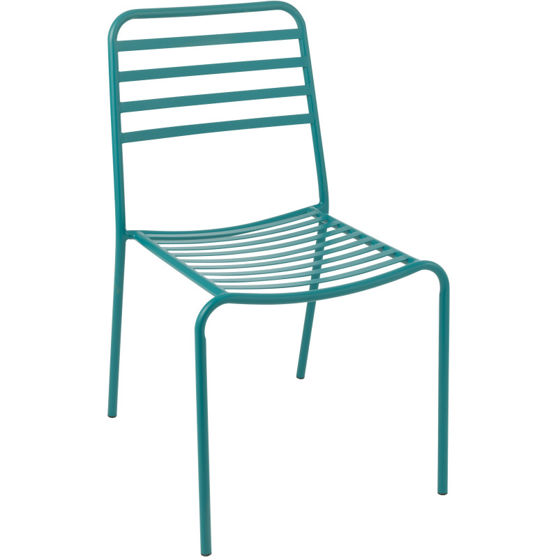 CHAISE DE JARDIN LIGN MET TURQ (50x56x81cm) 