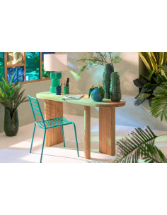 CHAISE DE JARDIN LIGN MET TURQ (50x56x81cm) 