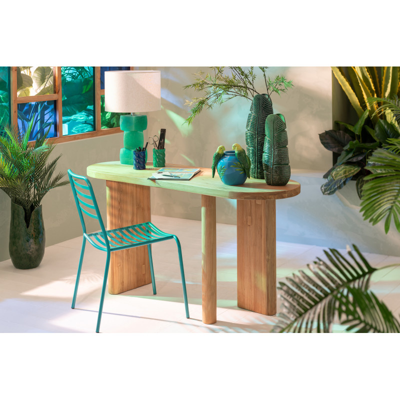 CHAISE DE JARDIN LIGN MET TURQ (50x56x81cm) 