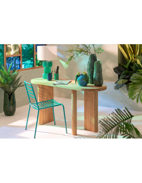 CHAISE DE JARDIN LIGN MET TURQ (50x56x81cm) 