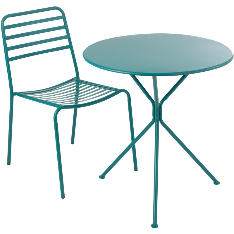 TABL JARD TRIPOD MET TURQ L (70x70x72cm) 