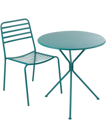 TABL JARD TRIPOD MET TURQ L (70x70x72cm) 