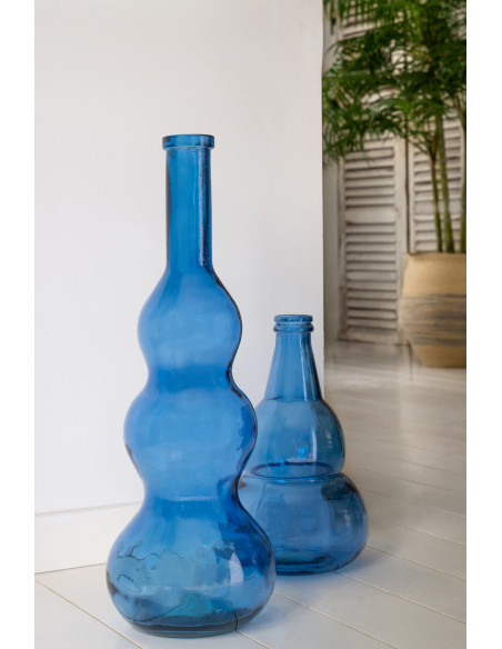 VASE VERRE BLEU (26,5x26,5x75cm) 