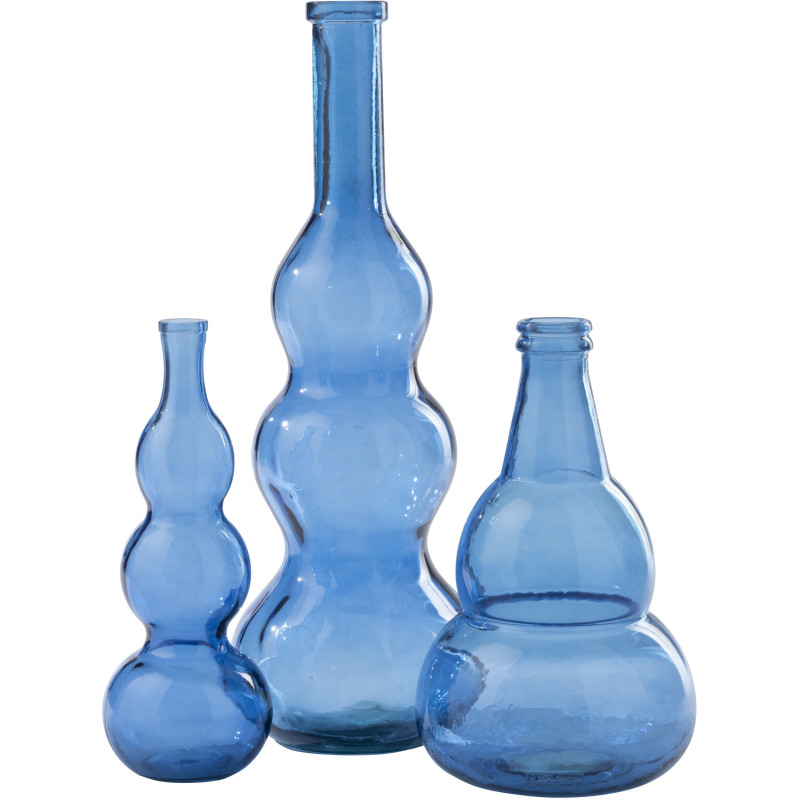 VASE VERRE BLEU (26,5x26,5x75cm) 