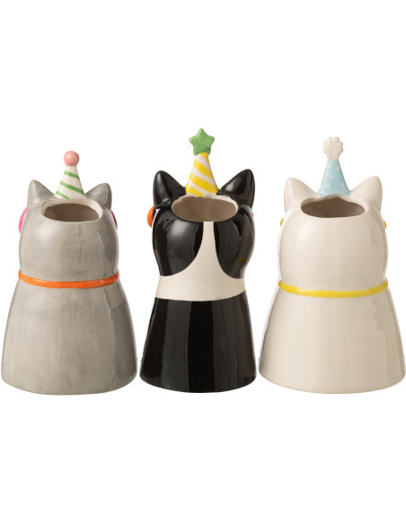 VASE CHAT LUNET CÉRAM MIX ASS3 (15,5x15x26cm) 