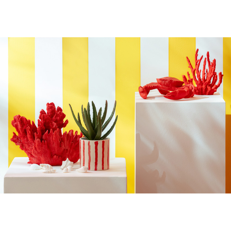 S/3 CACHEP LIGN CÉRAM BLA/ROU (15,5x15,5x14cm) 