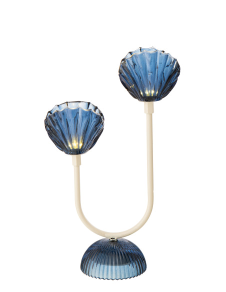 LAMPE LED SHELL FER BL/BLA L (20x10,5x32cm) 