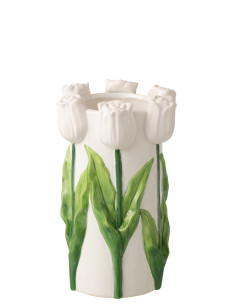 VASE TULIPE CÉRAM BLA/VRT M (17x17x27,7cm) 
