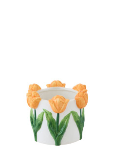 CACHEPOT TULIPE CÉRAM BLA/OR S (16x16x13cm) 