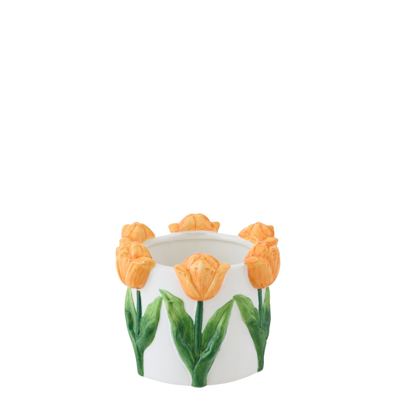 CACHEPOT TULIPE CÉRAM BLA/OR S (16x16x13cm) 