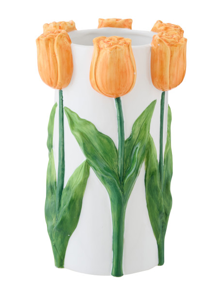 VASE TULIPE CÉRAMIQUE BLA/OR L (21x21x36,5cm) 