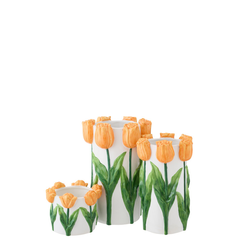 VASE TULIPE CÉRAMIQUE BLA/OR L (21x21x36,5cm) 