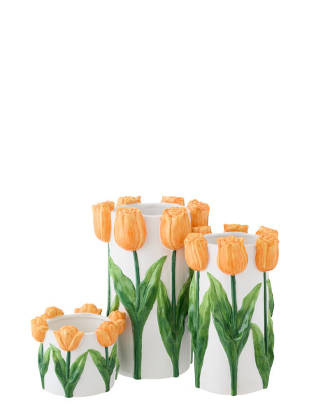 VASE TULIPE CÉRAMIQUE BLA/OR L (21x21x36,5cm) 