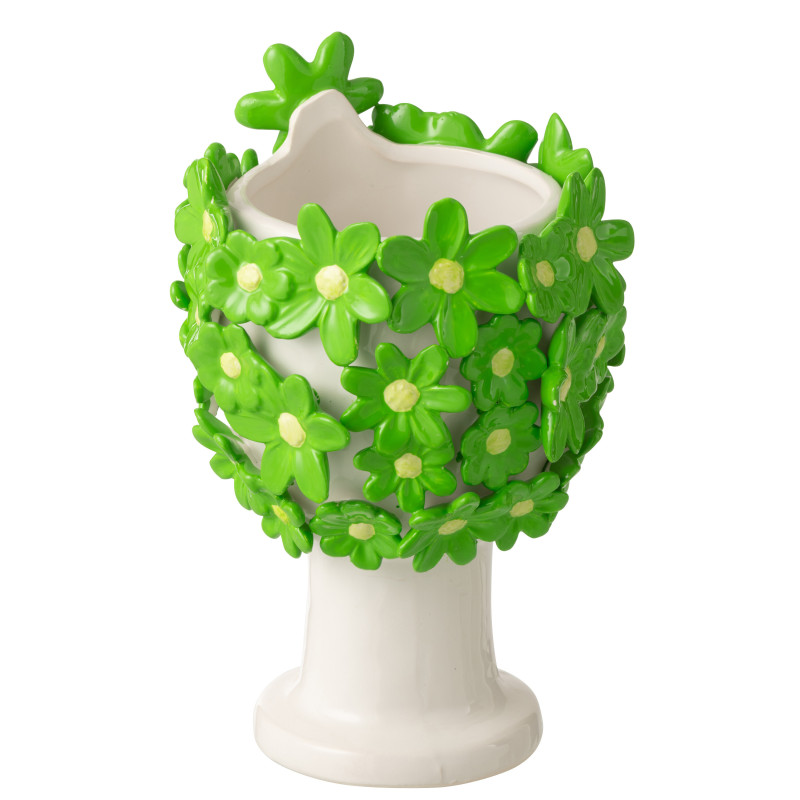 CACHEP DAM FLEU CÉRAM BLA/VRT (17x16,5x24,5cm) 